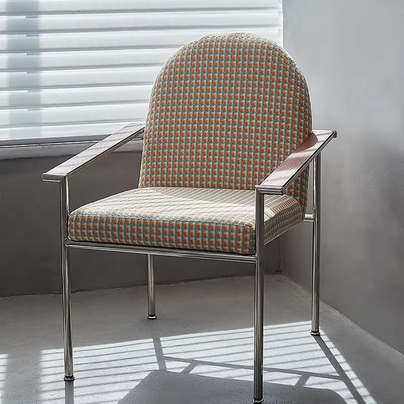 Chaises de Luxe en Métal avec Dossier Ergonomique pour Salon, Fauteuils Confortables et Modernes, Me