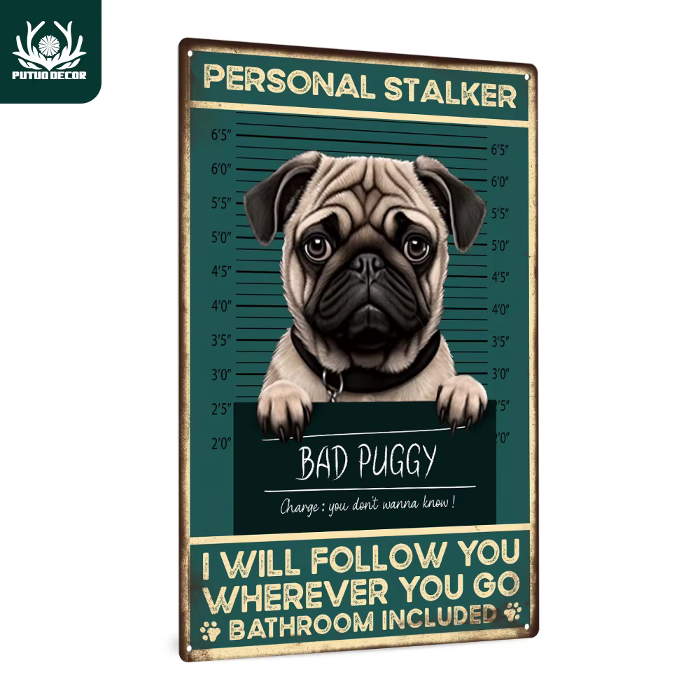 Putuo Decor-Panneau en métal PDPDog vintage, décor d'art mural rétro pour la maison, la salle de bai