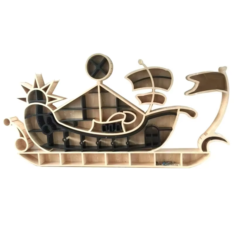Bibliothèque murale sur le thème de l'océan, forme de bateau, bibliothèque personnalisée de forme sp