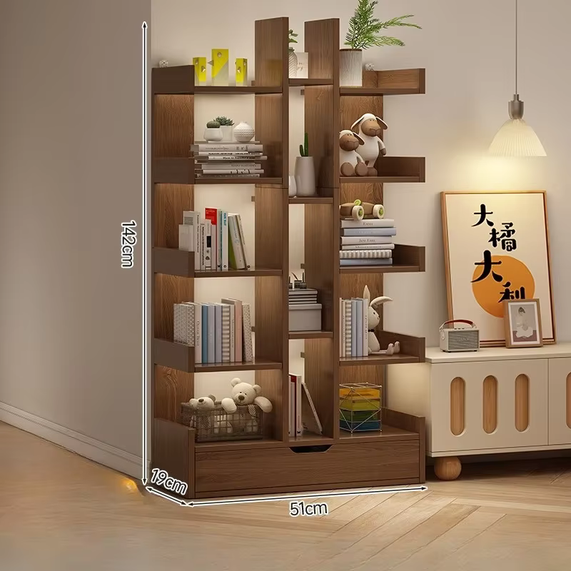 Bibliothèque de salon en bois massif, armoire de bureau Simple et moderne, étagère à livres multi-ni