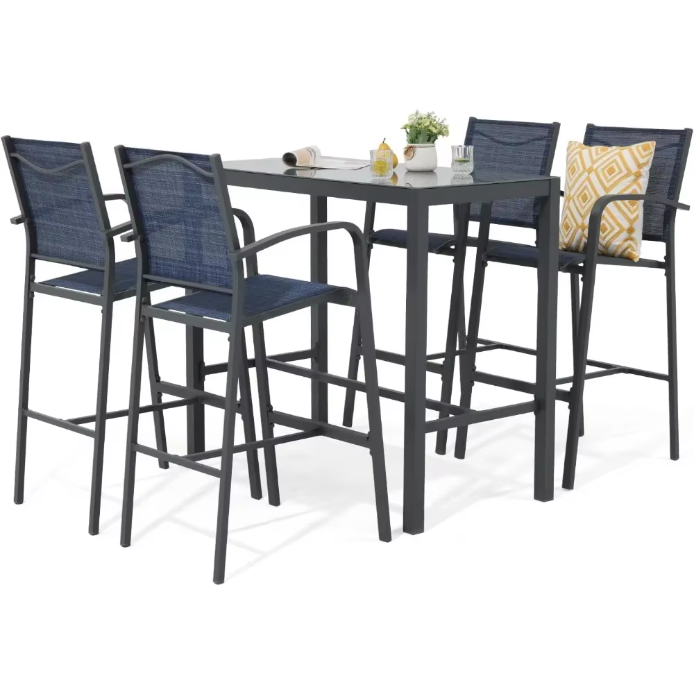 OC Orange-ensemble de Bar de Patio décontracté 5 pièces, Table à manger et chaises d'extérieur en ti