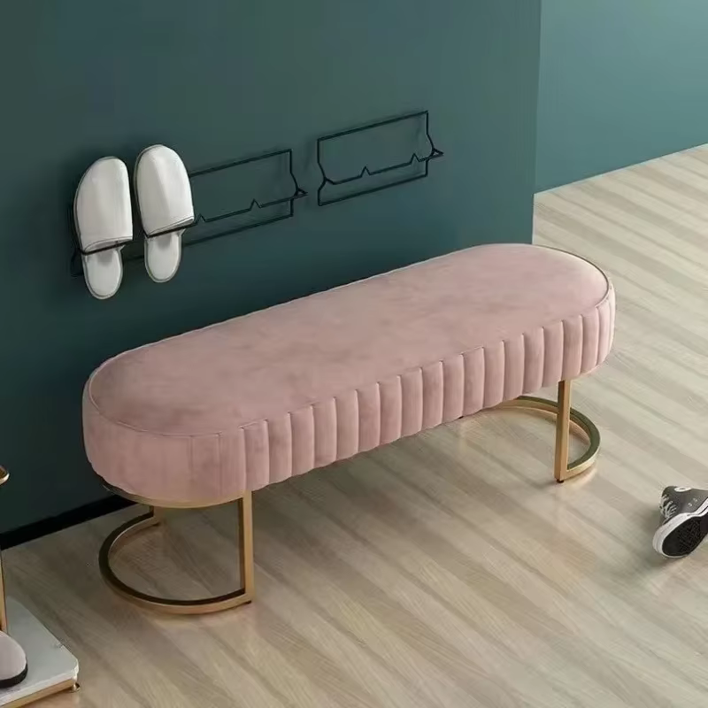 Banc de canapé Long ottomans, banc à langer en tissu nordique, chaise de salle d'essayage de couloir