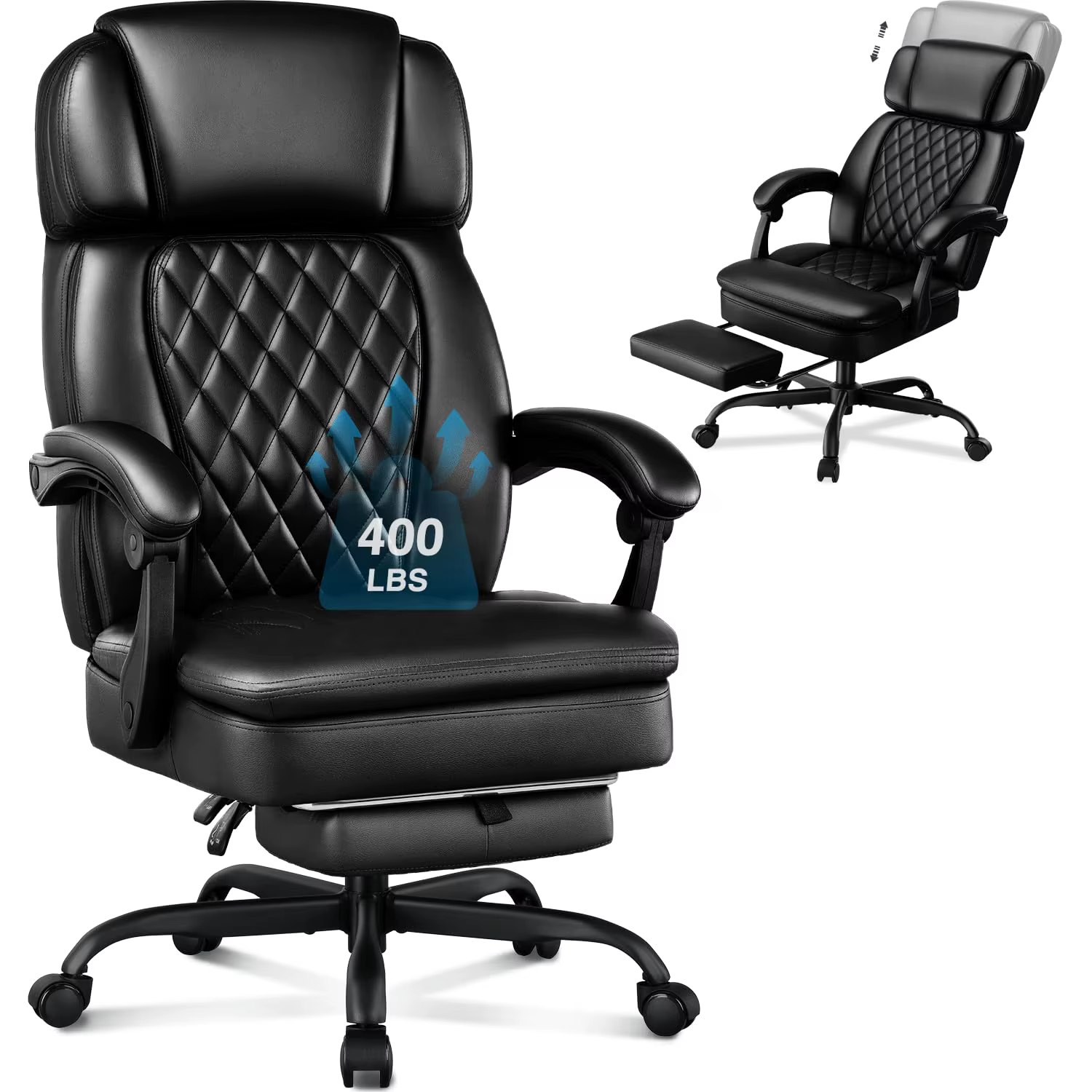 Chaise de bureau exécutive 400 lbs avec repose-pieds pour personnes corpulentes, chaise de bureau er
