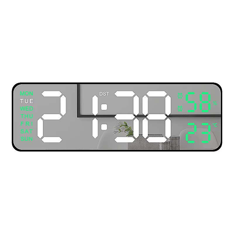 Grande horloge murale numérique de 9 pouces, alimentée par USB, température et humidité, variateur a