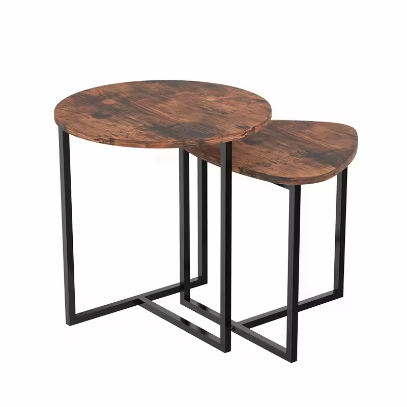 Table à café combinée italienne moderne, meuble de lit d'appoint géométrique en bois Antique pour sa