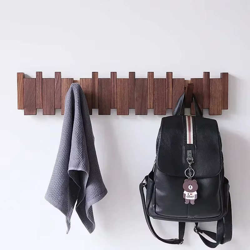 Porte-manteau mural en noyer, porte d'entrée, porche, porte-manteau suspendu en bois massif perforé,
