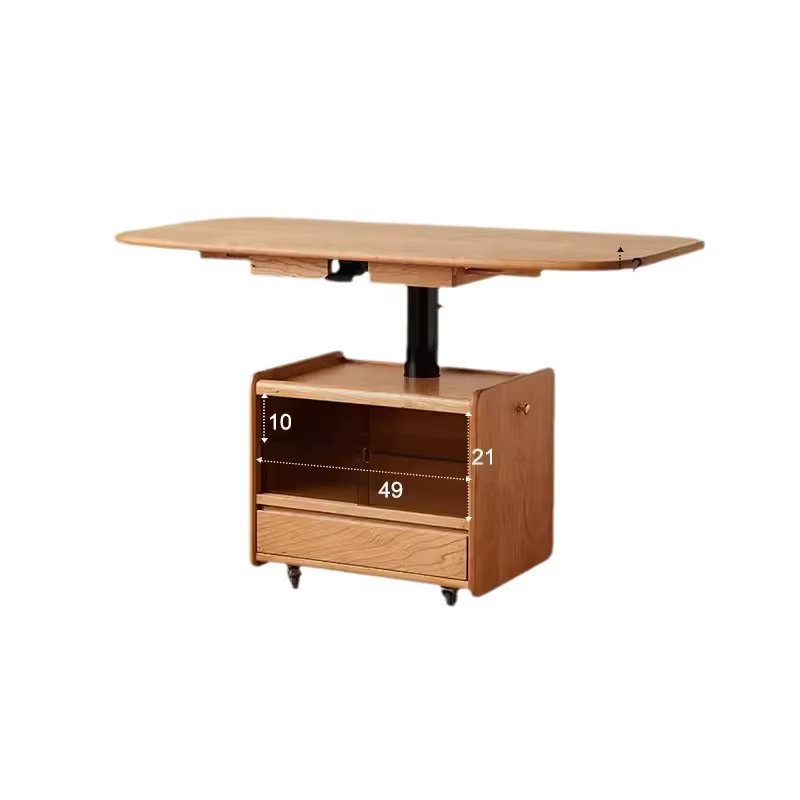Table à thé japonaise en bois massif, réglable en hauteur, double fonction, pliante, télescopique, b