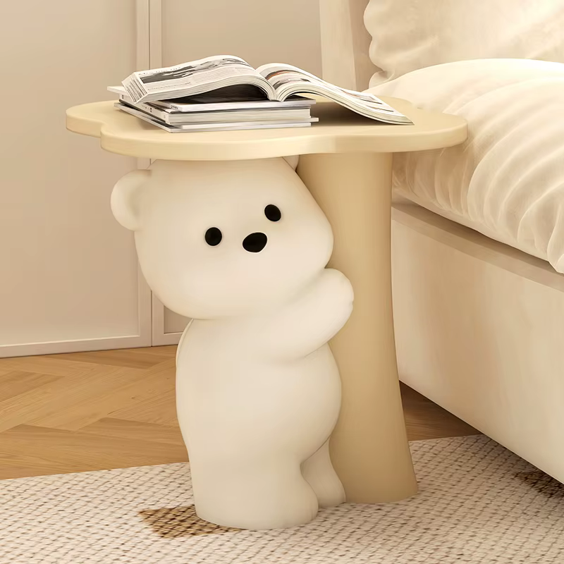  Table basse ours mignon en résine, Table d'appoint de dessin animé, support de sol pour salon, Tab