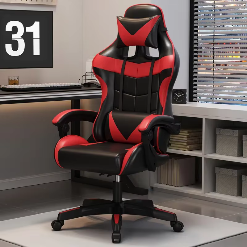 Chaise de jeu ergonomique, chaise de bureau réglable, chaise d'ordinateur pivotante, roulettes silen