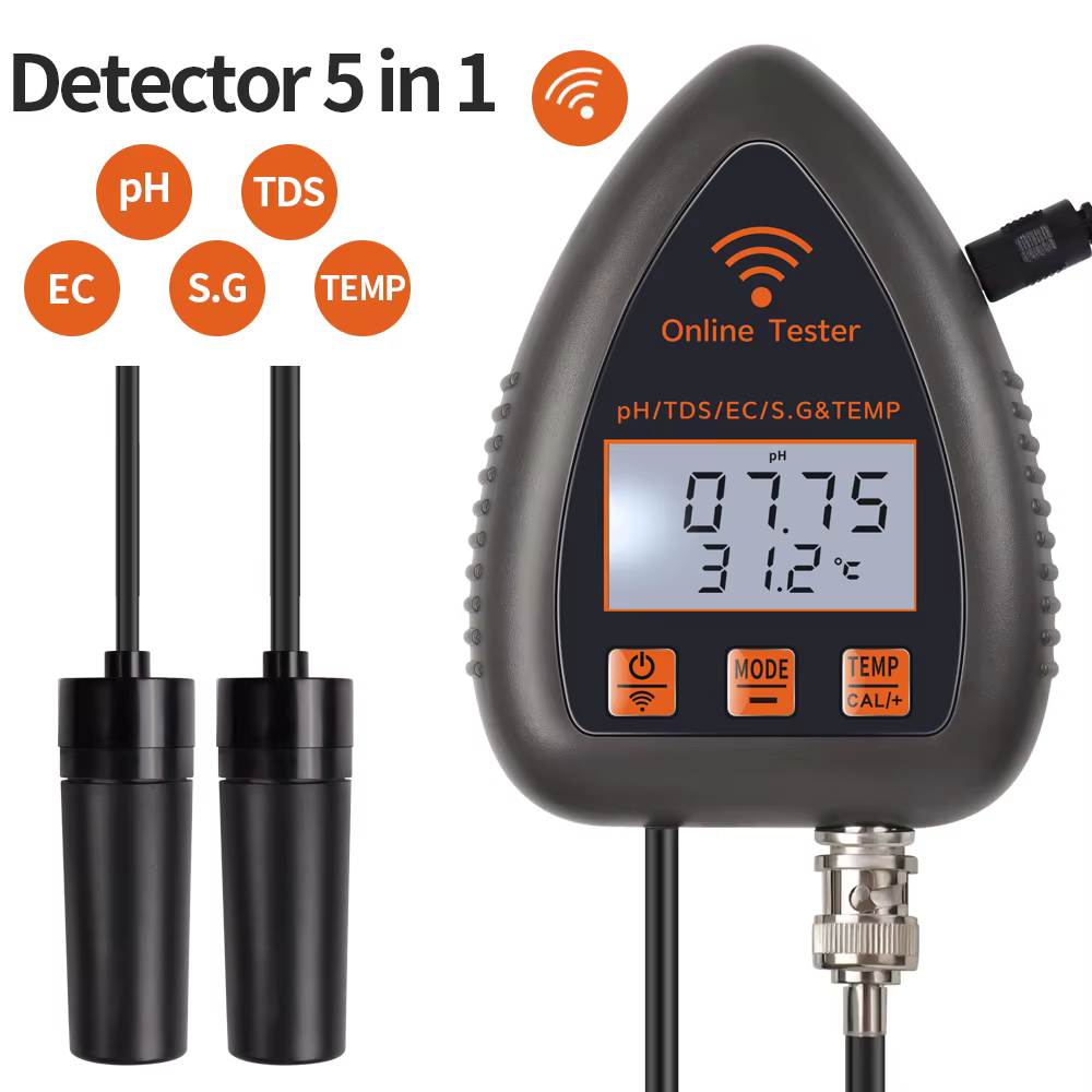 Tuya WiFi 5 en 1 compteur de qualité de l'eau testeur en ligne TDS/EC/SALT PH S.G.TEMP détecteur ana