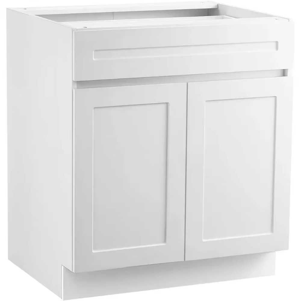 Meuble bas de rangement style Shaker blanc Bestseller36, non assemblé, 36 de largeur x 24 de profond