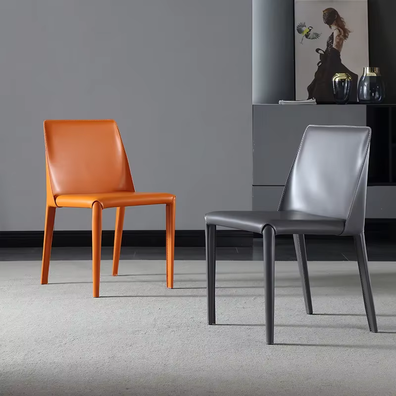 Fauteuil en cuir de dégager minimaliste italien, chaise de salle à manger nordique, chaise de restau