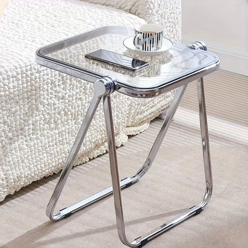 Table d'appoint pliante-table basse transparente à la mode pour salon canapé coin et balcon Table ba