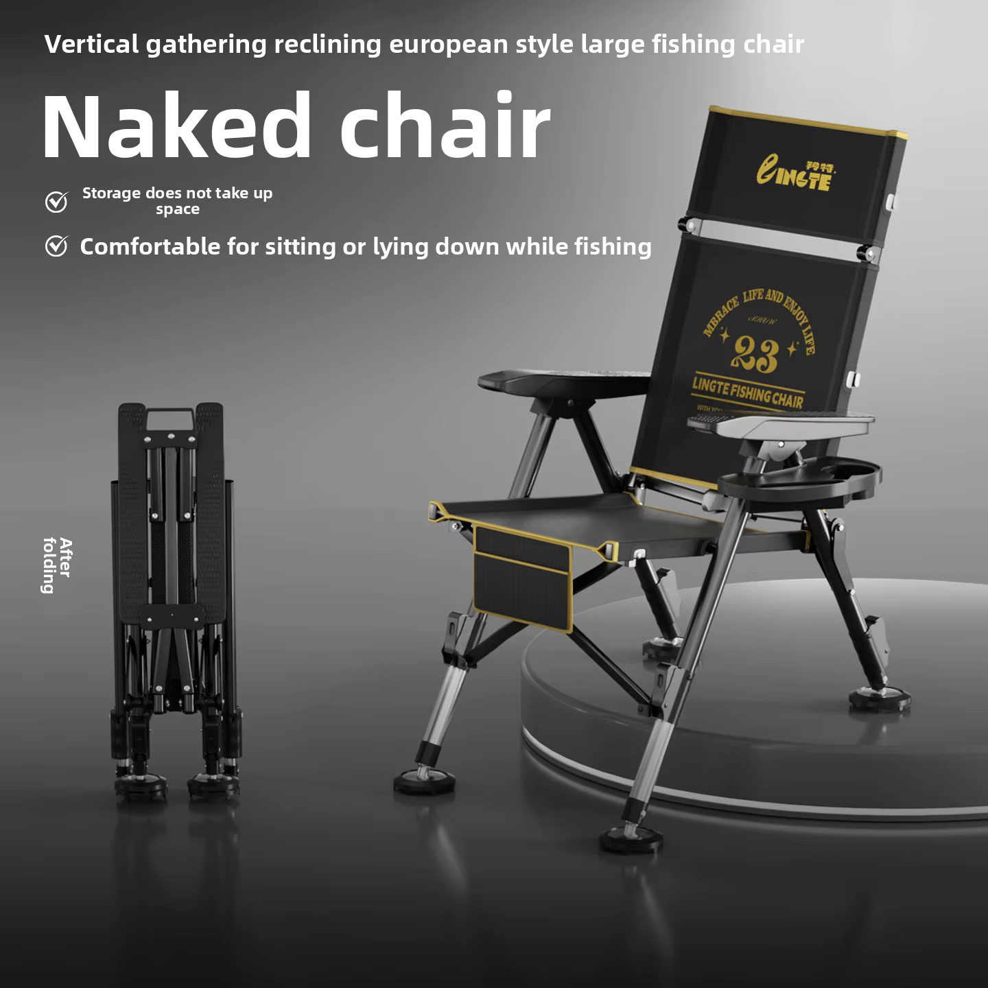 Chaise de pêche pliante de style européen, siège inclinable convertible, chaise pliante portable, ta