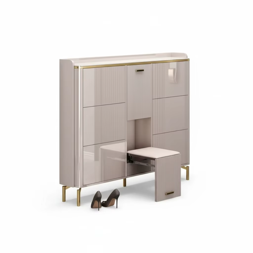 Meuble à chaussures fermé, MDF, bois de pin, velours, armoire à chaussures fine, étagère réglable, t