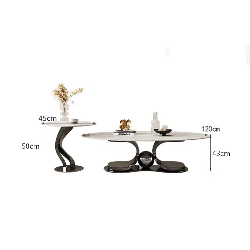 Table basse légère en ardoise de luxe, table basse en forme de maison simple, table basse en acier i