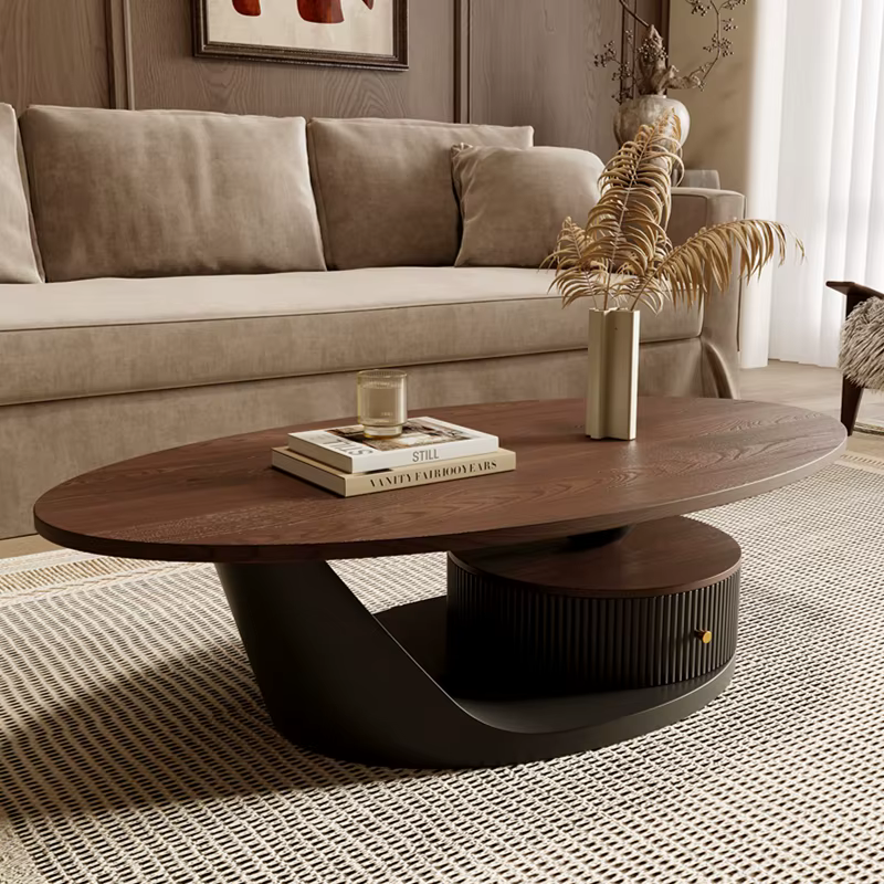 Table basse ovale universelle avec tiroirs rangement Table basse De salon à la mode luxe moderne Mes