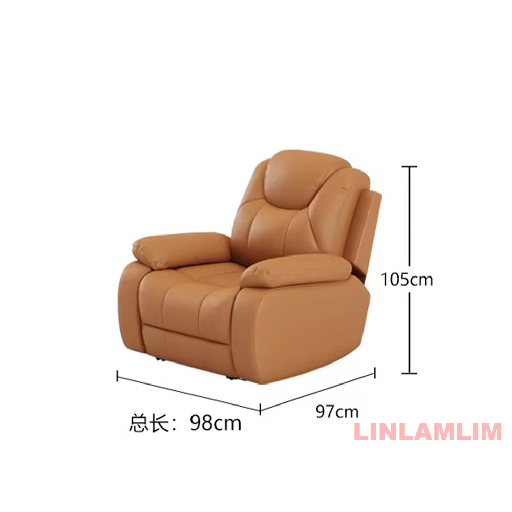 Canapé inclinable électrique en cuir véritable, sièges de cinéma maison avec porte-gobelets et conso