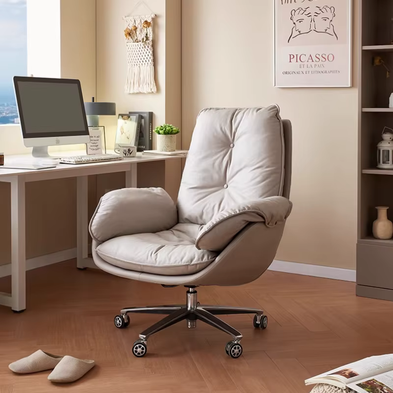 Roues nordiques chaise De bureau accoudoir réglable étude chaise Portable en cuir confortable exécut
