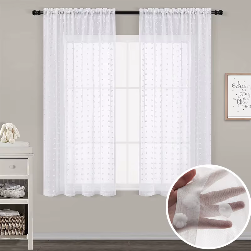 Rideaux courts blancs de style mignon pour salon, chambre, fenêtre, cuisine, salle de bain, camping-