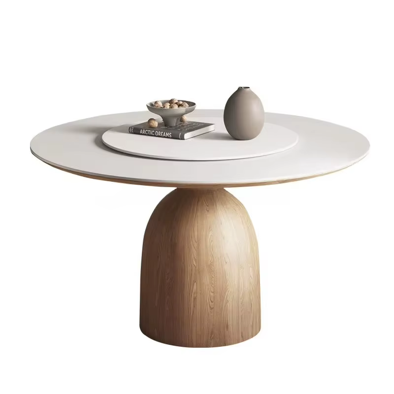 Ensemble de Table à manger et chaises rondes en noyer, meubles de salle à manger d'hôtel modernes, c