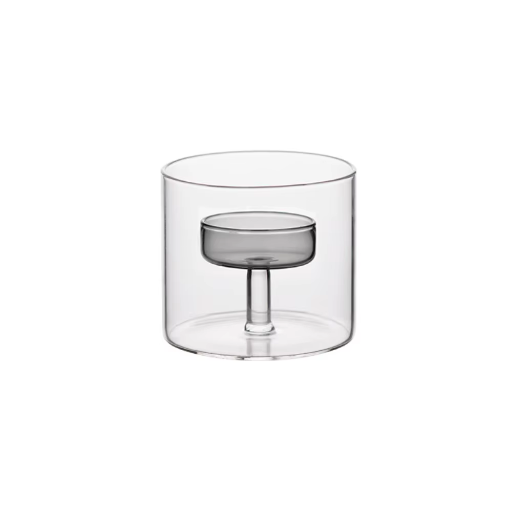 Bougeoir en verre de style européen INS, transparent, résistant à la chaleur, base solide, centre de