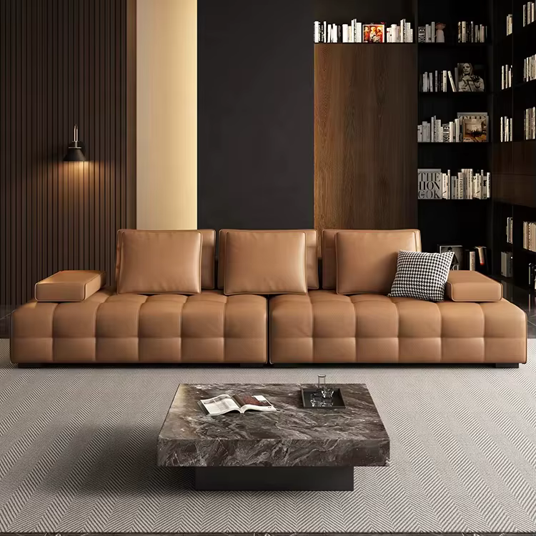 Canapé modulaire italien minimaliste à trois places, sectionnel capitonné pour hôtels, halls, villas