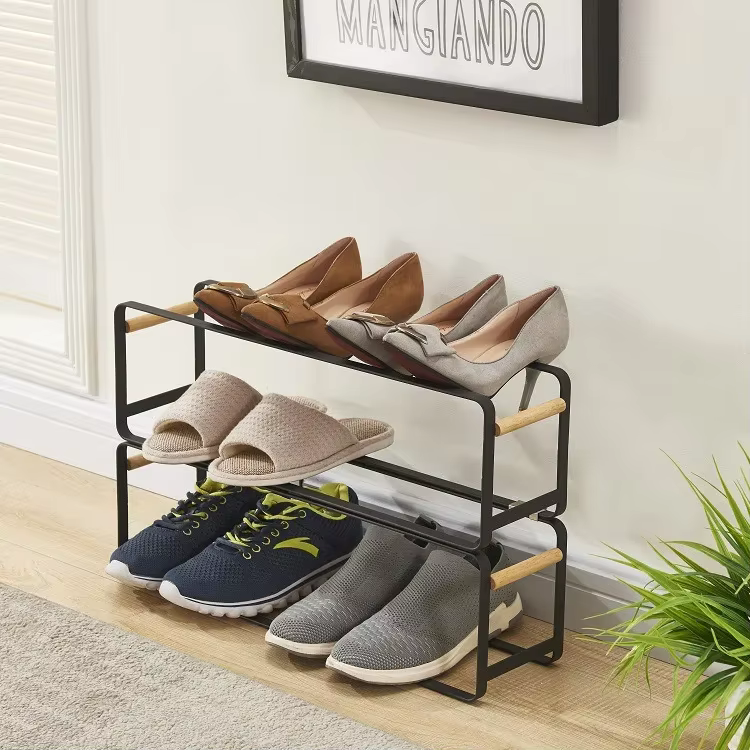 Meubles de maison Simple anti-poussière étagère à chaussures créative fer étagère de rangement de ch