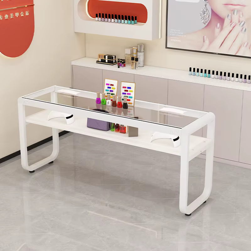 Table à ongles en verre trempé, Table Double simple japonaise spécialement conçue pour les Salons de