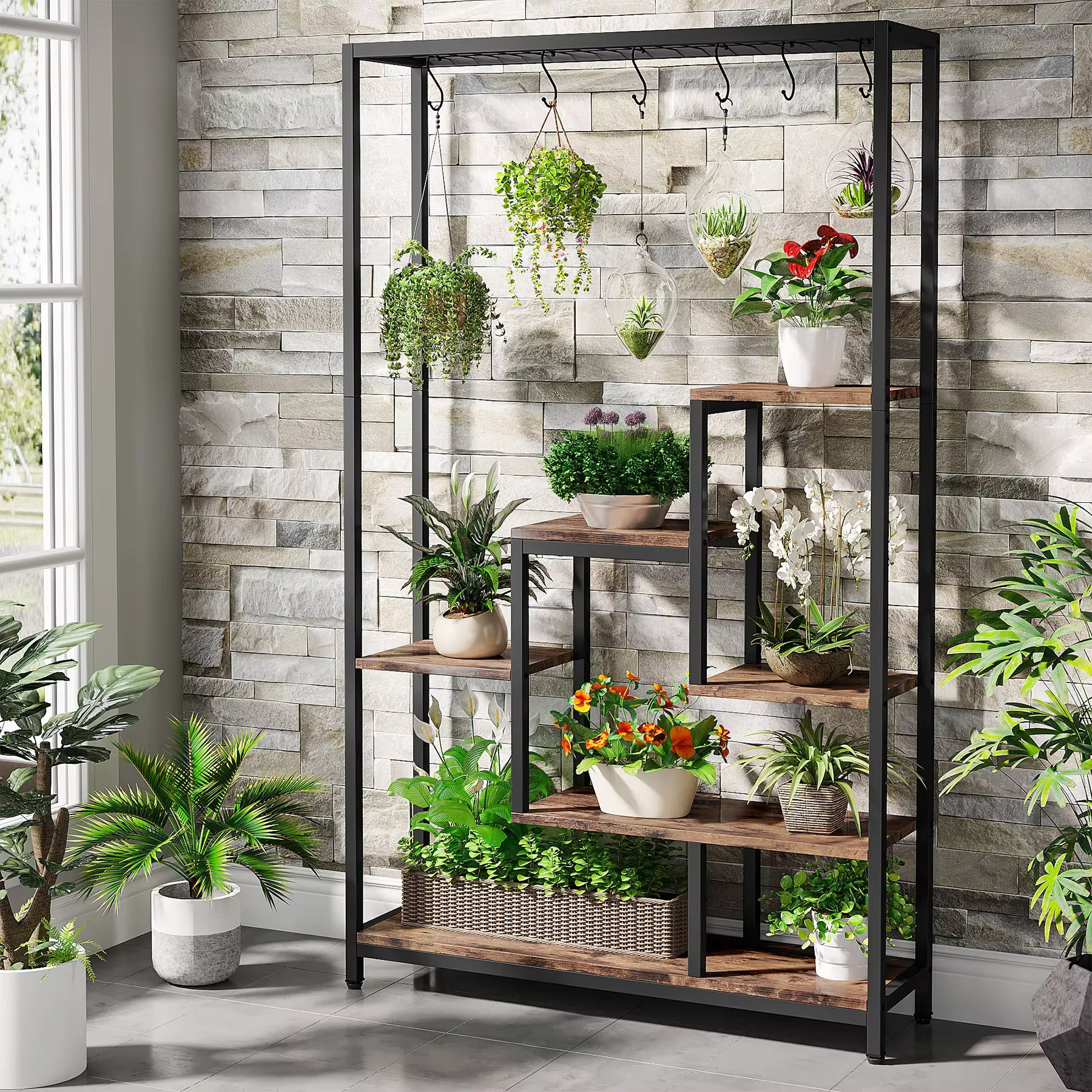 Tribesigns Support pour plantes d'intérieur à 5 niveaux de hauteur, grande étagère pour plantes en m
