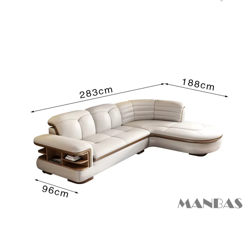 Canapé sectionnel en cuir véritable en forme de L, ensembles de luxe, USB, haut-parleur Bluetooth, s