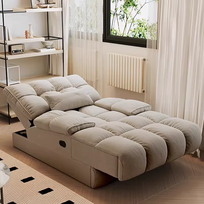 Canapé électrique en tissu gris pour salon, fauteuil inclinable relaxant avec accoudoirs, idéal pour