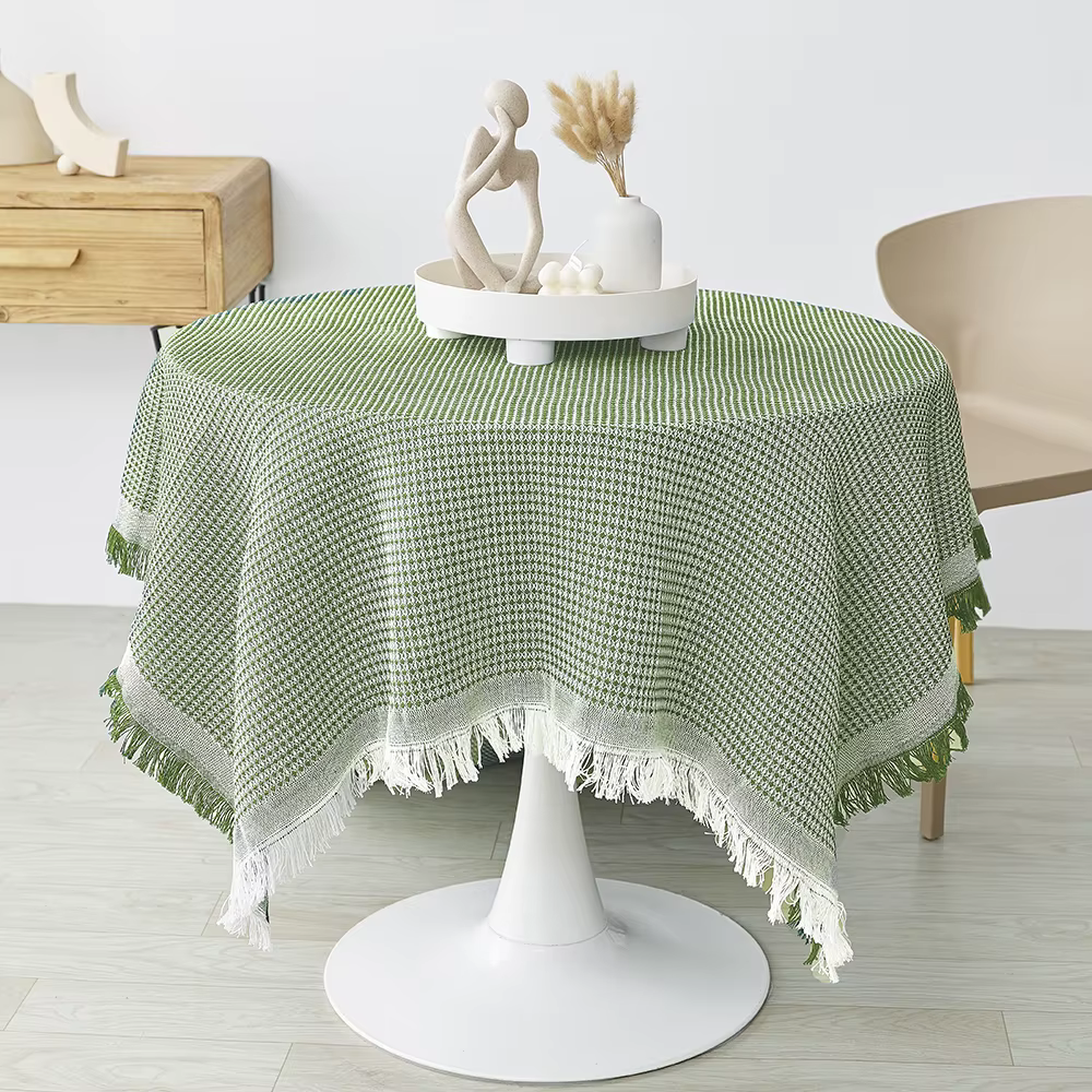 Nappe carrée en coton pour décoration de table d'automne, petite nappe à franges, nappes de table ba