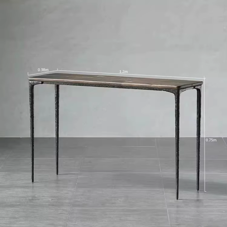 Table de Console esthétique italienne, pieds en métal, classique, neutre, éclectique, minimaliste, M