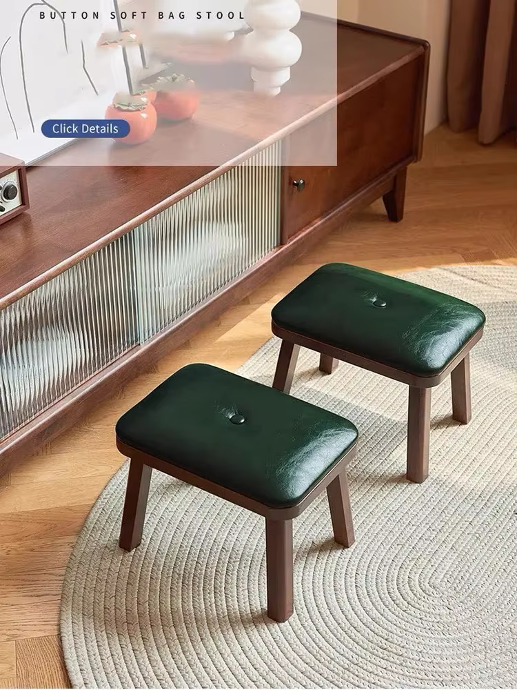 Meubles de salon, tabouret à coussin de siège souple, petit Tabouret en bois massif, banc de maison 