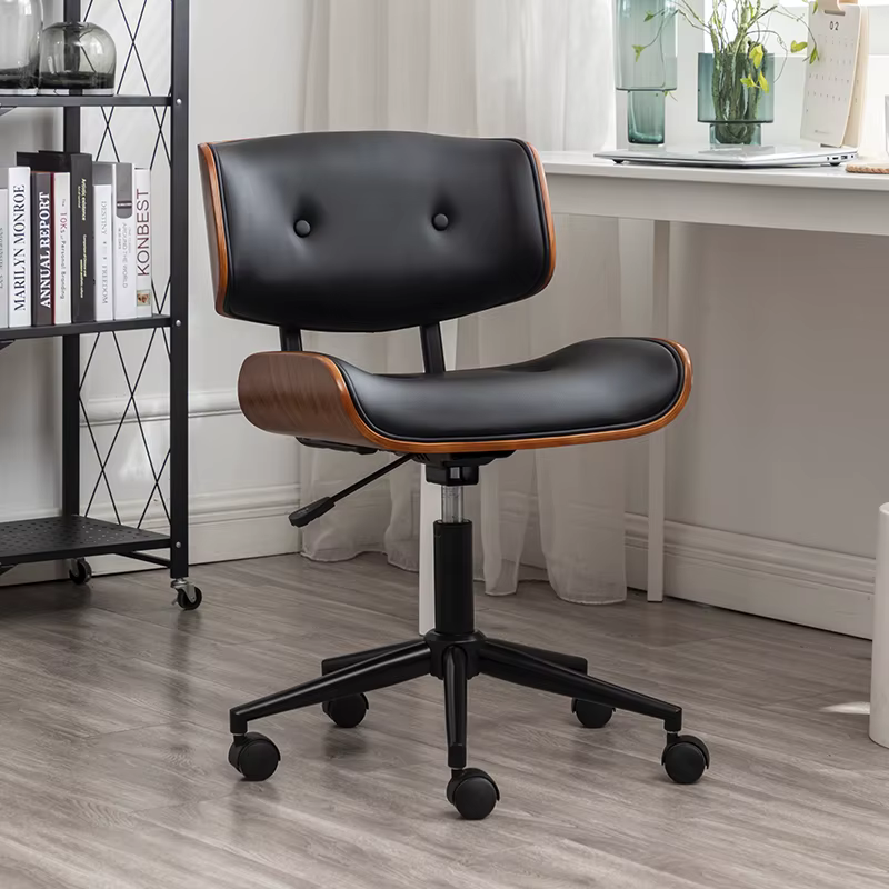 Chaise pivotante de luxe en bois massif, siège de bureau réglable rotatif à 360 ° pour chambre à cou