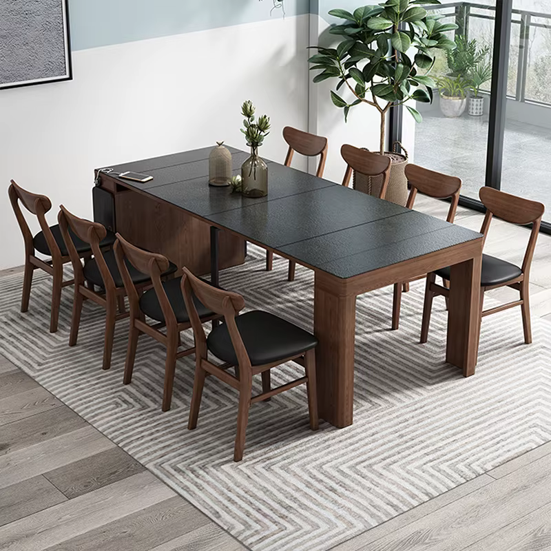 Petite Table à manger pliante en ardoise nordique, chaise à manger rétractable pour petit appartemen