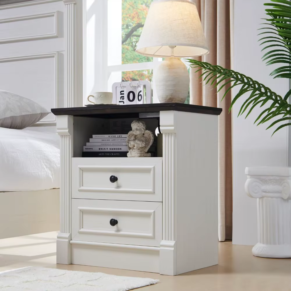 Commode à tiroirs pour chambre à coucher, grande table de chevet de style farmhouse de 23,6 po de la