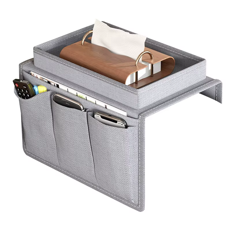Organisateur de repose-bras de canapé, grande taille, palette, fauteuil avec 5 poches pour écouteurs