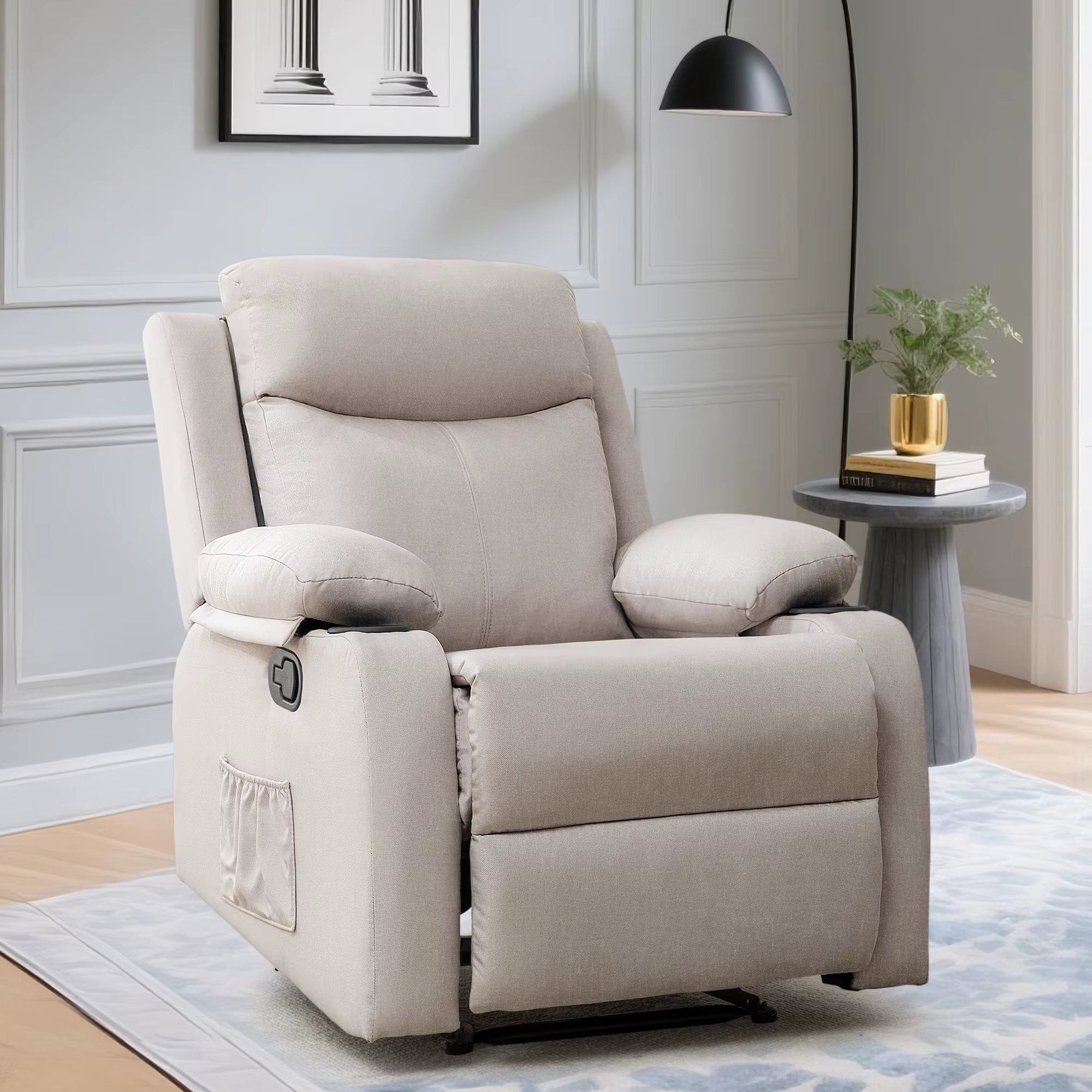 Korser Petites fauteuils inclinables pour petits espaces, chaise inclinable manuelle avec porte-gobe