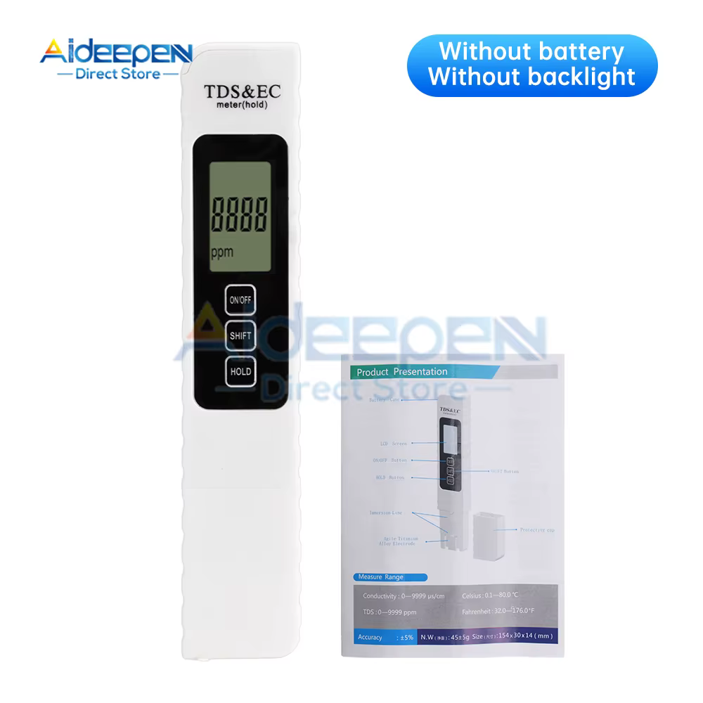 Testeur de qualité de l'eau, outil numérique de température TDS & EC 0-9990 ppm, testeur de piscine 