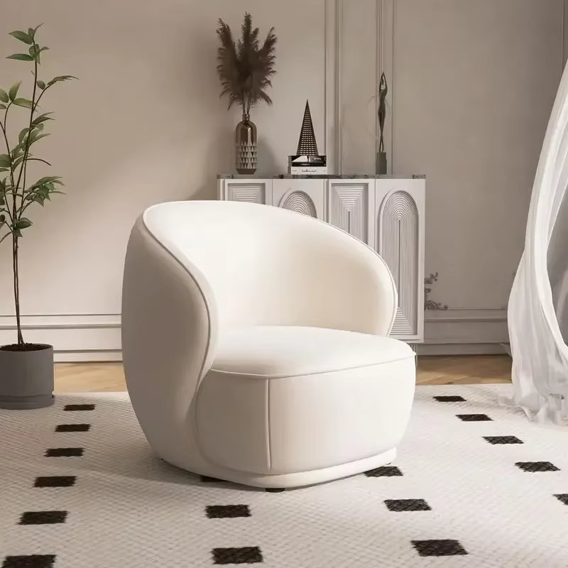 Canapé individuel de style crème luxe léger, petite taille, table et chaise pour salon de beauté, hô