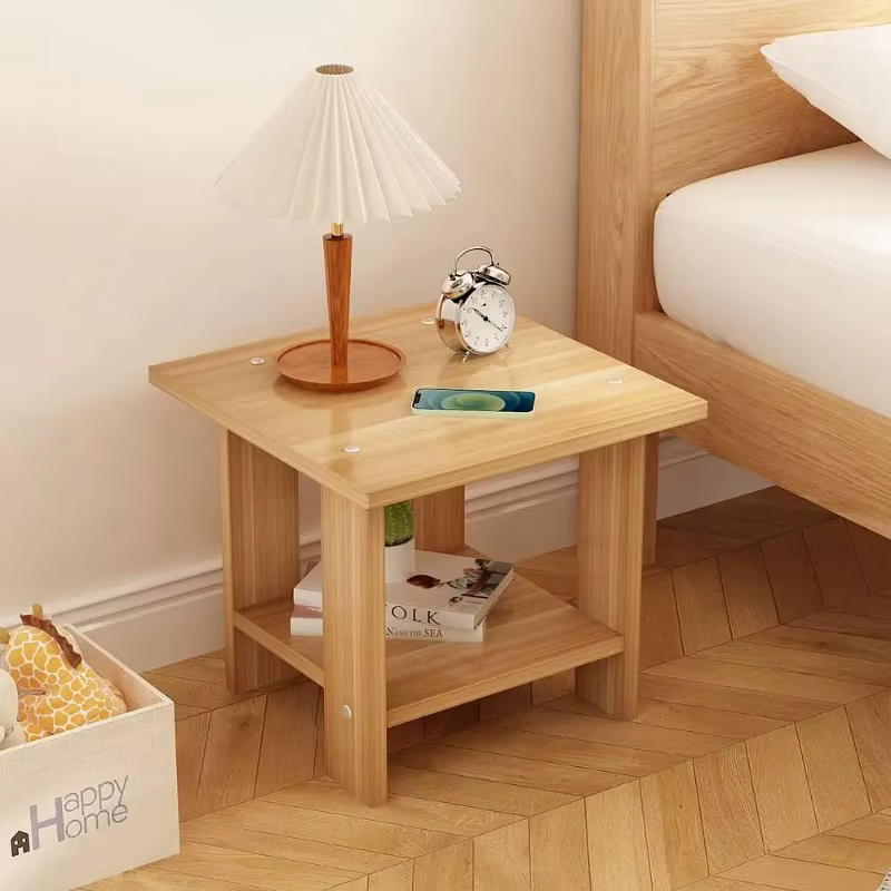 Table de chevet Simple en bois massif, table de nuit Double couche, salon, canapé, Table d'appoint,
