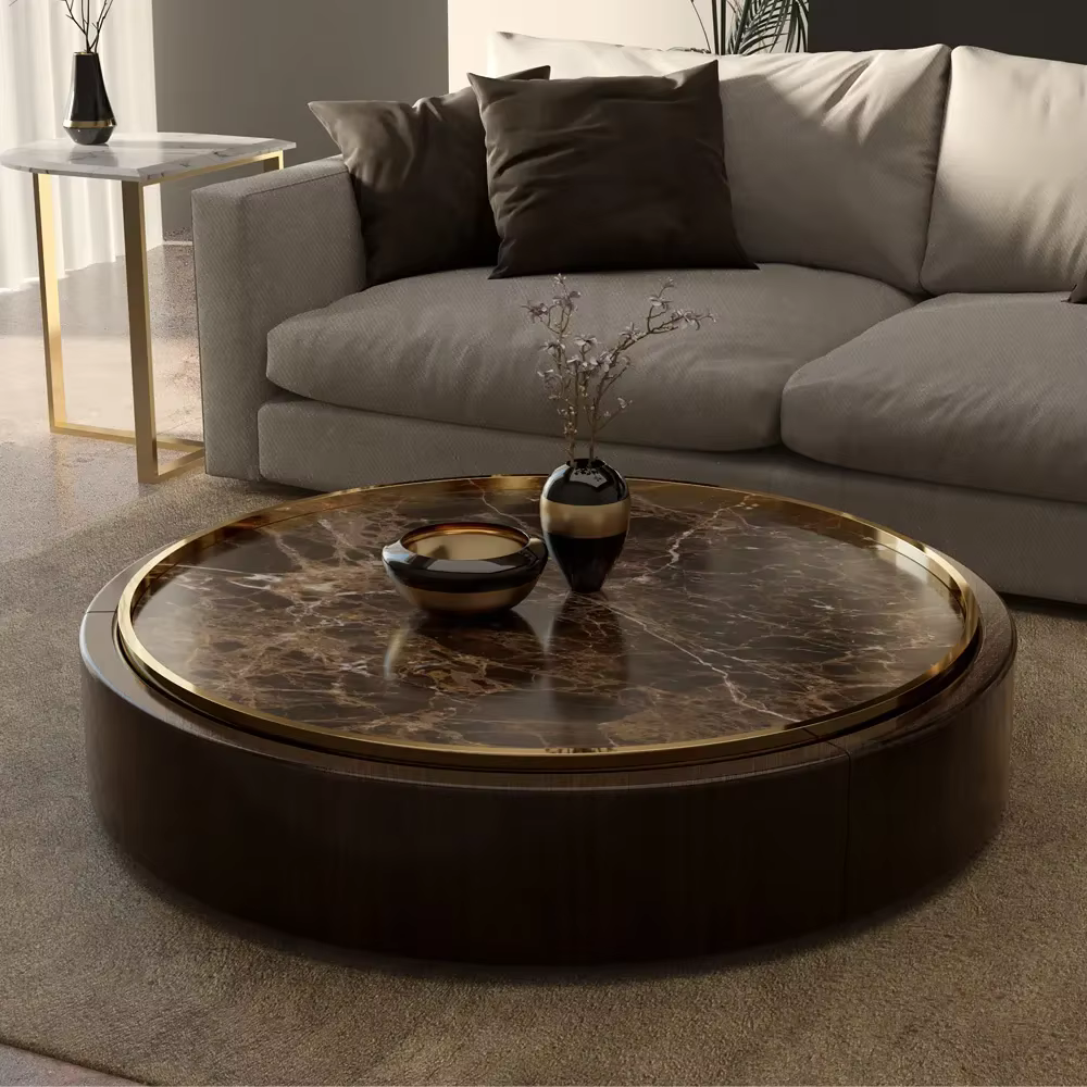 Nouveau Villa ameublement intérieur salon Table ensemble moderne marron marbre basse Table basse