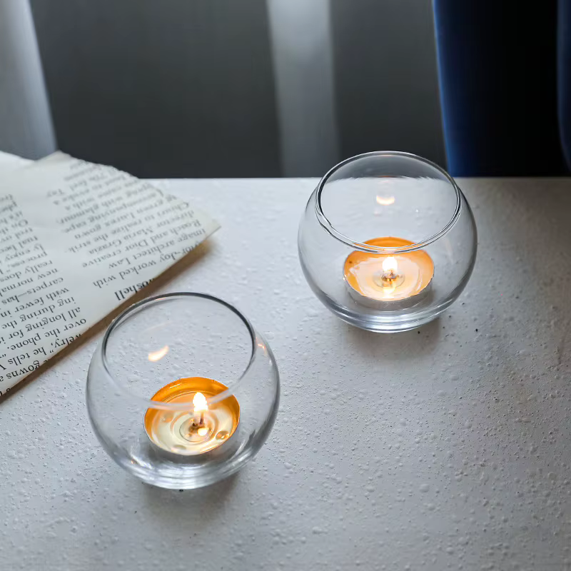 Bougeoir rond en verre européen Simple, siège de bougie pour Table à manger, décoration créative pou