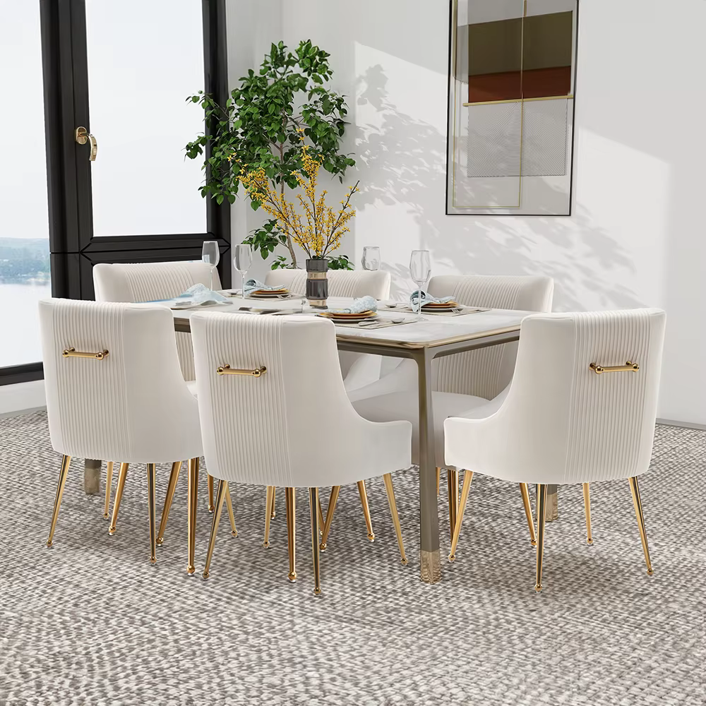 SEYNAR-Chaises de Salle à Manger en Velours Modernes, Chaise d'Accent Latérale Plissée en Tonneau, p