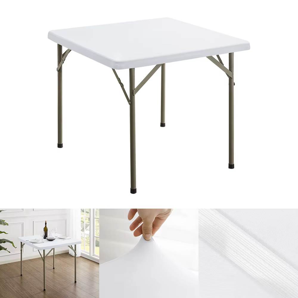 Nappe carrée élastique pour table à manger, couverture de dessus de table en spandex commandée, casq