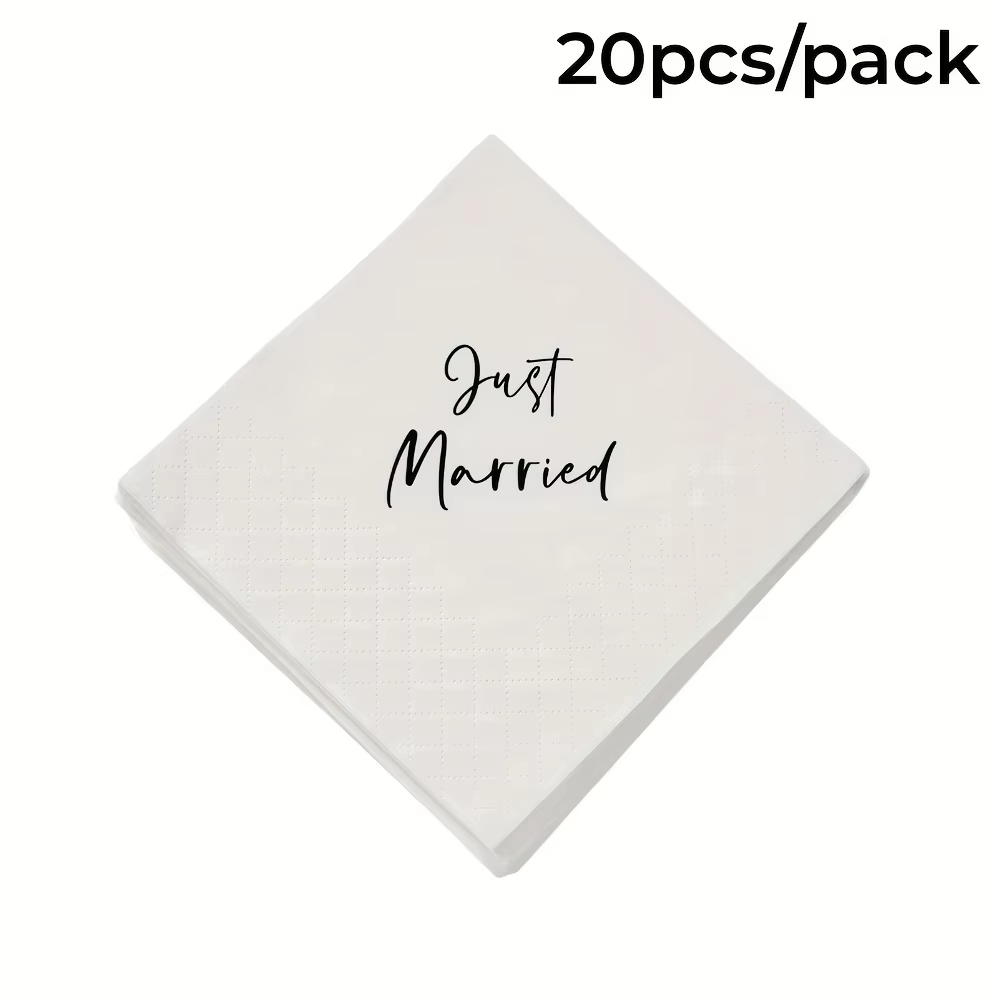 Serviettes juste mariées, serviettes décoratives sur le thème du mariage, fournitures de décoration 