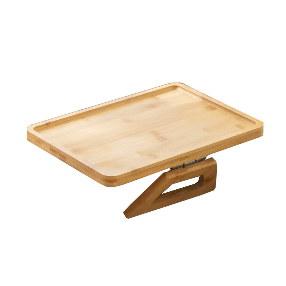 Table de canapé pliante en bois, gain de place, plateau d'accoudoir de canapé antidérapant à clipser