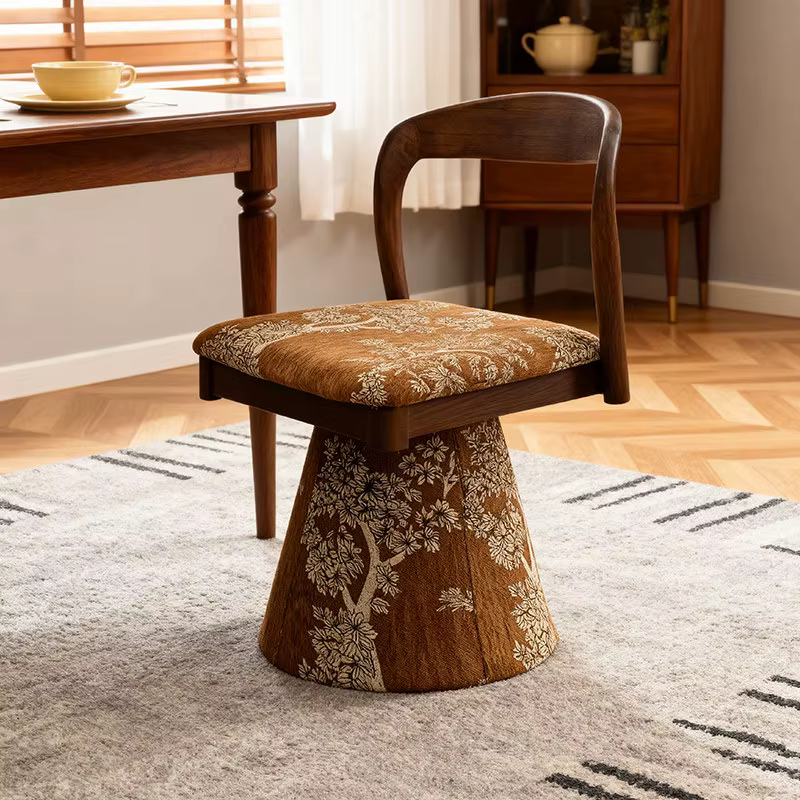 Fauteuil d'appoint moderne nordique à carreaux marron multifonctionnel pour chambre, salle à manger,